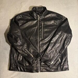 H&M Biker leather jacket with silver zippers and silver hardware‎
